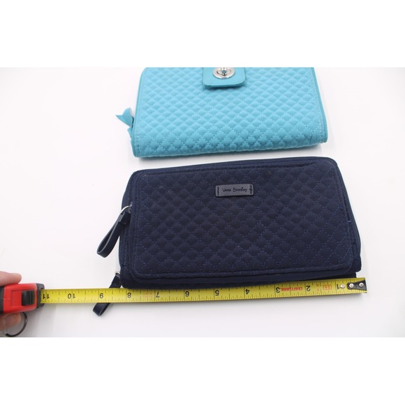 Lot of 2 Vera Bradley Quilted Wallet Navy Blue Wristlet Zip Around Pockets RFID - Picture 5 of 11